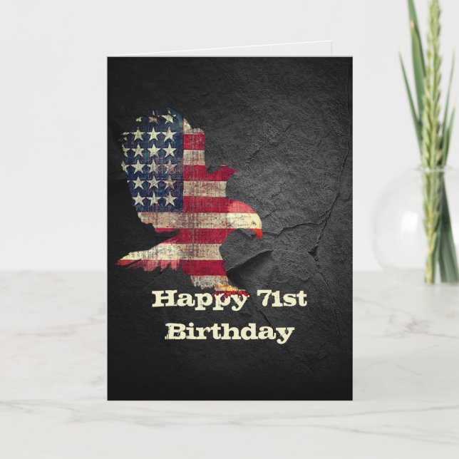 Flag and Bald Eagle for 71st Birthday Card (Front)