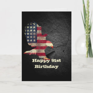 Flag and Bald Eagle for 91st Birthday Card