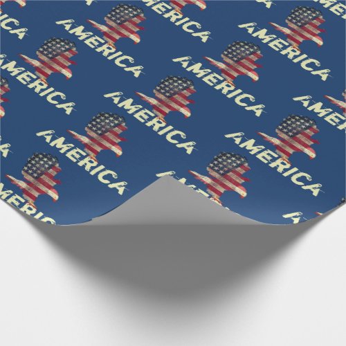 Flag and Bald Eagle with American Text Wrapping Paper