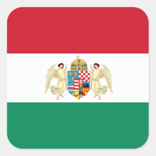 Flag and Coat of Arms _ Hungary Square Sticker