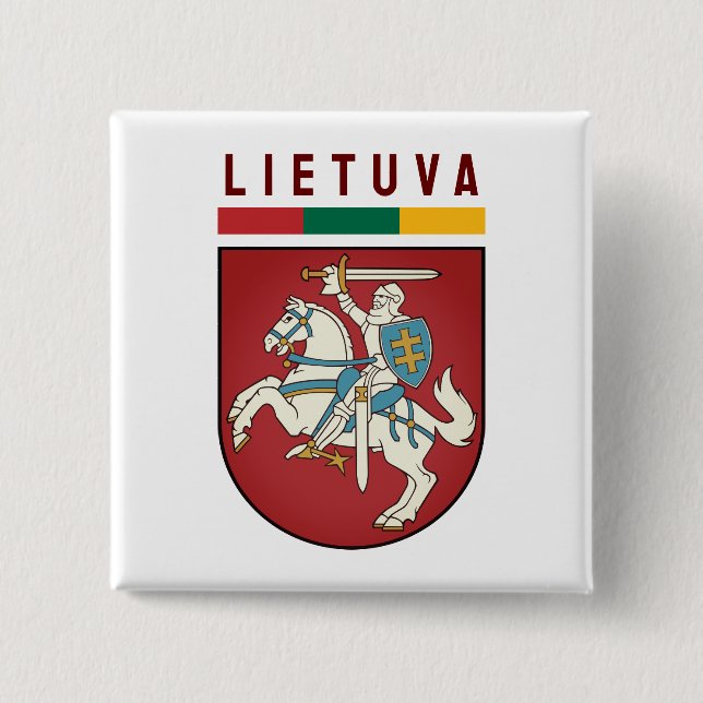 Flag and coat of arms of Lithuania Button (Front)