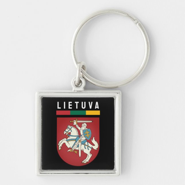 Flag and coat of arms of Lithuania Keychain (Front)