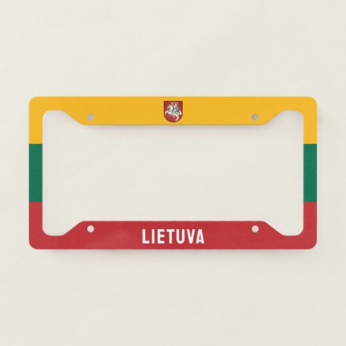 Flag and coat of arms of Lithuania License Plate Frame