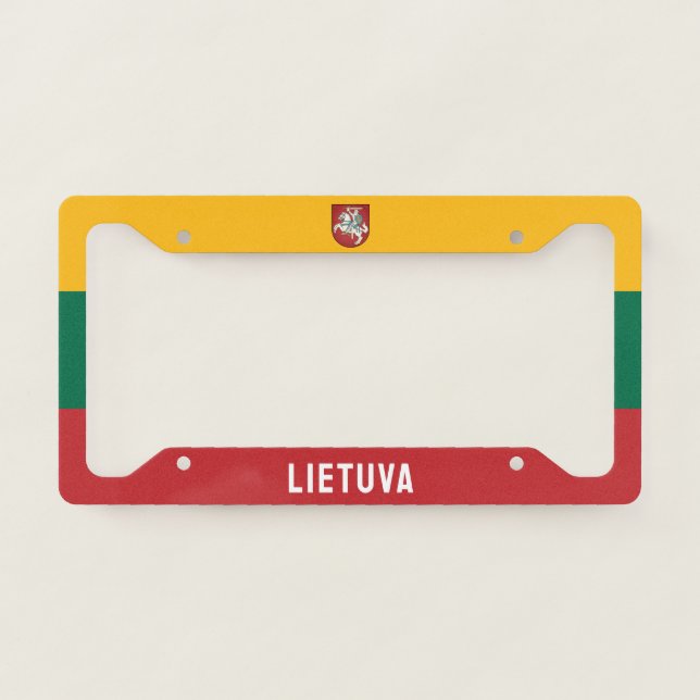 Flag and coat of arms of Lithuania License Plate Frame (Front)