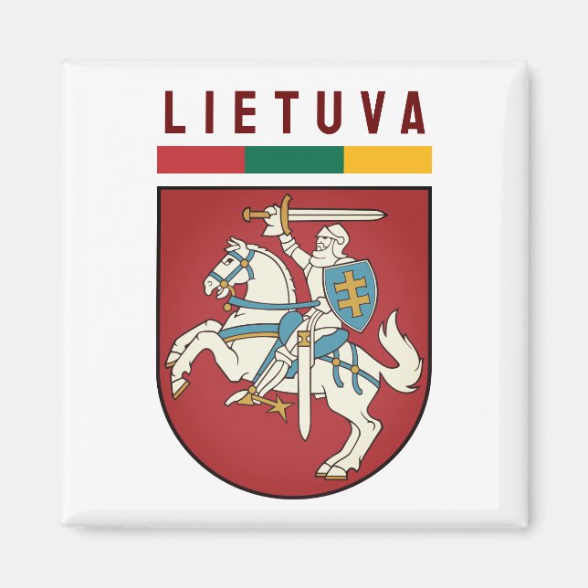 Flag and coat of arms of Lithuania Magnet (Front)