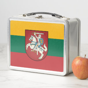 Flag and coat of arms of Lithuania Metal Lunch Box