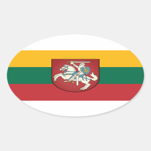 Flag and coat of arms of Lithuania Oval Sticker