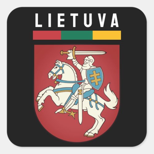 Flag and coat of arms of Lithuania Square Sticker