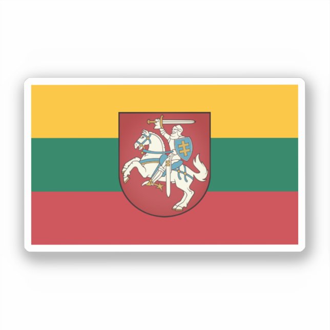 Flag and coat of arms of Lithuania Sticker (Front)