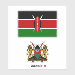 Flag and coat of arms of the Republic of Kenya Sticker