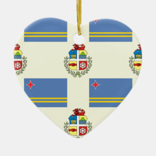 Flag and Crest of Aruba Ceramic Ornament
