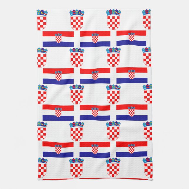 Flag and Crest of Croatia Kitchen Towel (Vertical)