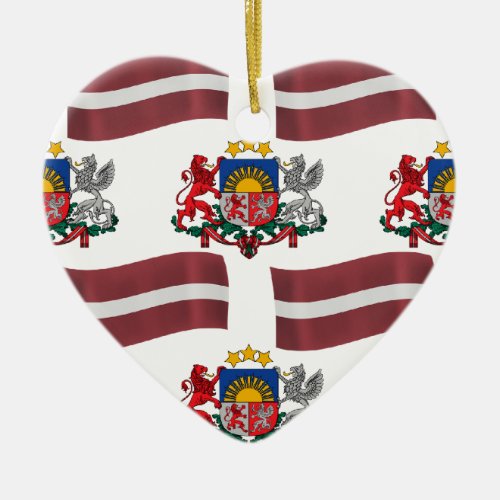 Flag and Crest of Latvia Ceramic Ornament