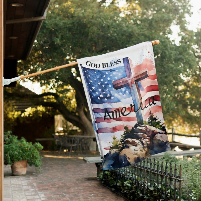 Flag and cross "God Bless America" (In SItu)