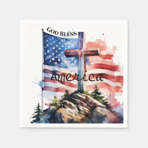 Flag and cross "God Bless America" Napkins