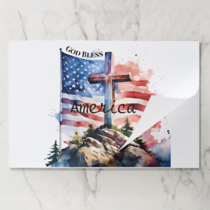 Flag and cross "God Bless America" Paper Pad