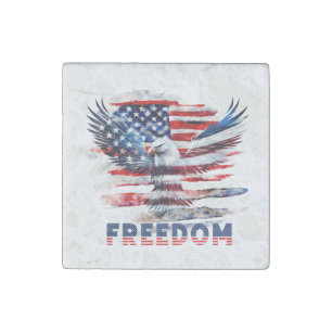 Flag and eagle of the United States.Freedom. Stone Magnet