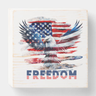 Flag and eagle of the United States.Freedom. Wooden Box Sign
