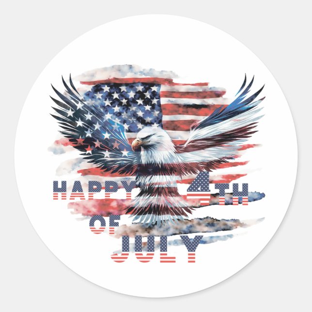 Flag and eagle of the United States. Independence  Classic Round Sticker (Front)