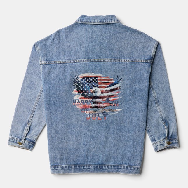 Flag and eagle of the United States. Independence  Denim Jacket (Back)