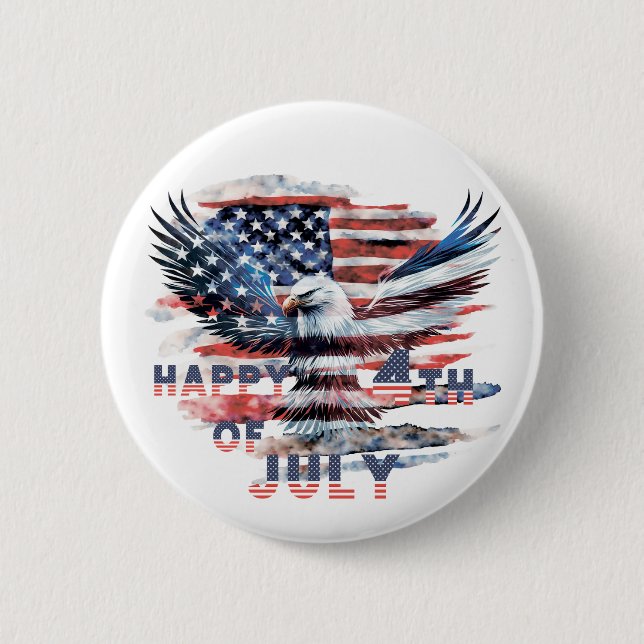 Flag and eagle of the United States.July 4th. Inde Button (Front)