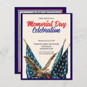 Flag and Eagle Patriotic Memorial Day Party Invitation