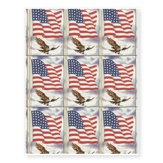 Flag and Eagle Temporary Tattoos (Front)
