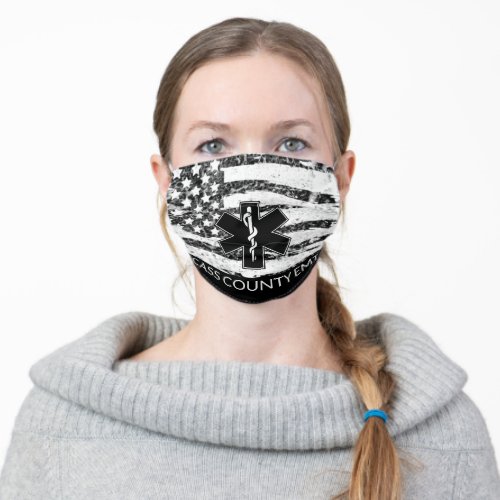Flag and EMS Logo Volunteer Rescue Squads Adult Cloth Face Mask