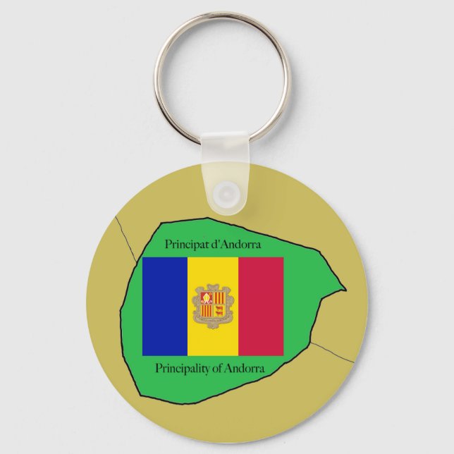 Flag and Map of Andorra Keychain (Front)