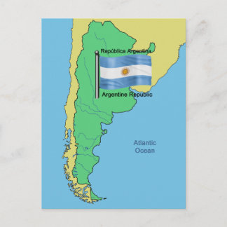 Flag and Map of Argentina Postcard