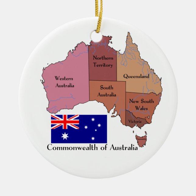 Flag and Map of Australia Ceramic Ornament (Front)