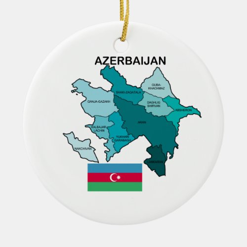 Flag and Map of Azerbaijan Ceramic Ornament