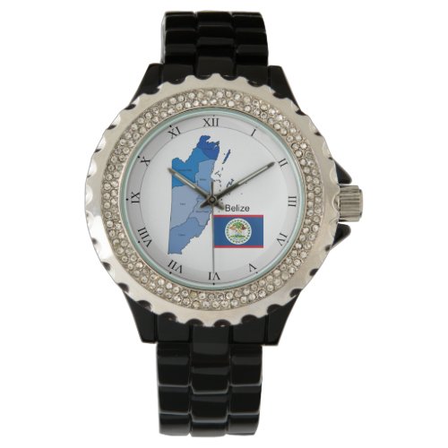 Flag and Map of Belize Watch