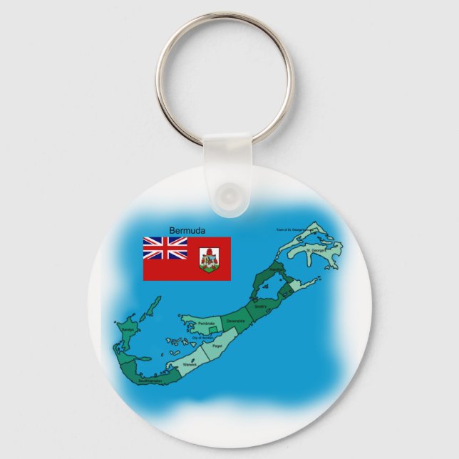 Flag and Map of Bermuda Keychain (Front)