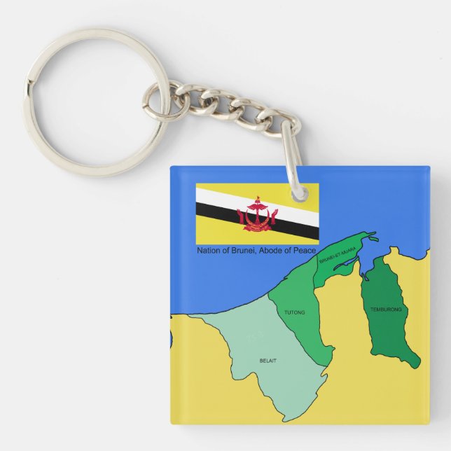 Flag and Map of Brunei Keychain (Front)