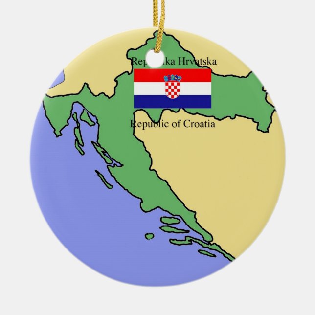 Flag and Map of Croatia Ceramic Ornament (Front)