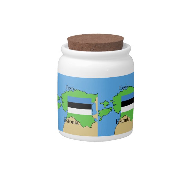 Flag and Map of Estonia Candy Jar (Front)