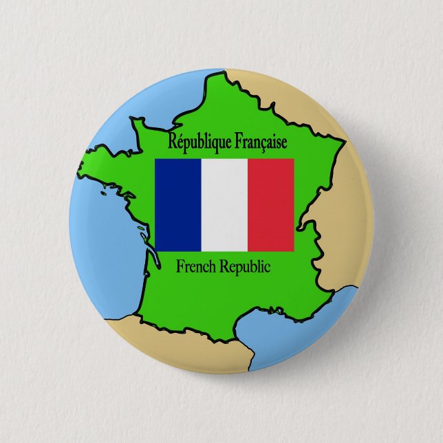 Flag and Map of France Button (Front)