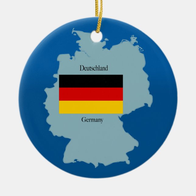 Flag and Map of Germany Ceramic Ornament (Front)