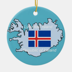 Flag and Map of Iceland Ceramic Ornament