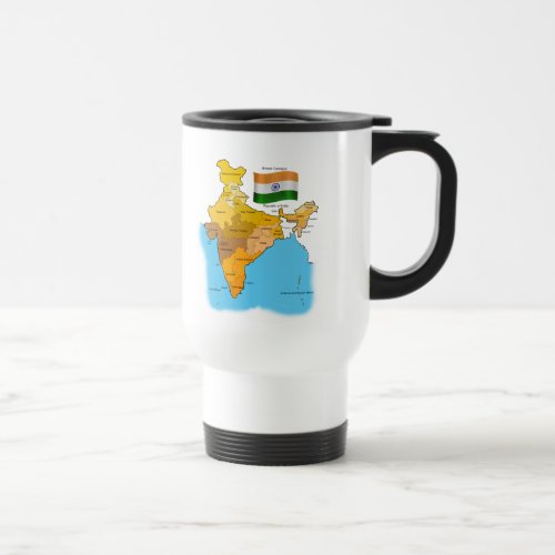 Flag and Map of India Travel Mug