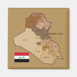 Flag and Map of Iraq Magnet