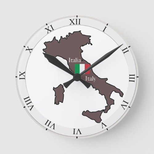 Flag and Map of Italy Round Clock