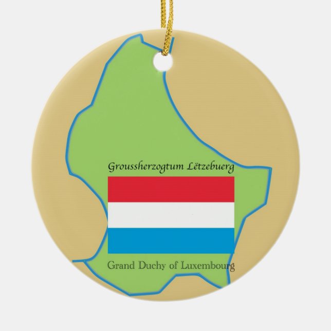 Flag and Map of Luxembourg Ceramic Ornament (Front)