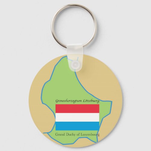 Flag and Map of Luxembourg Keychain