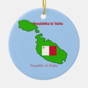 Flag and Map of Malta Ceramic Ornament