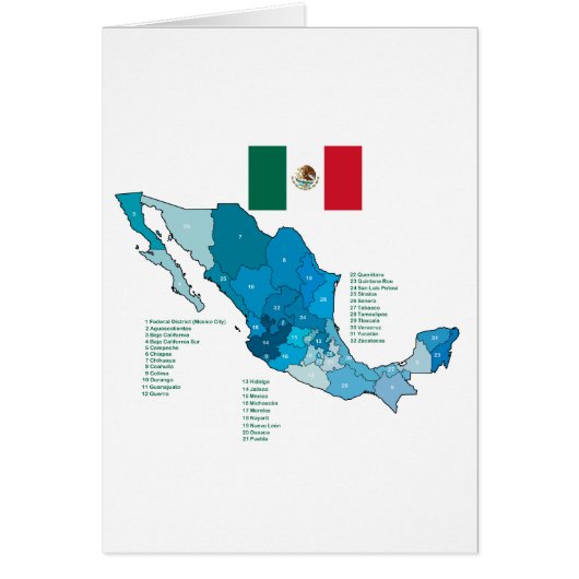 Flag and Map of Mexico Cards (Front)
