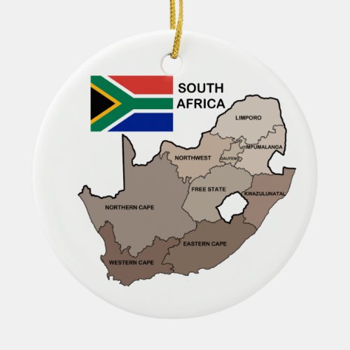 Flag and Map of South Africa Ceramic Ornament