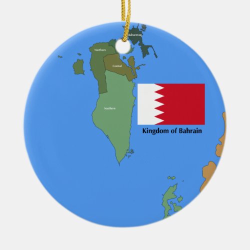 Flag and Map of the Kingdom of Bahrain Ceramic Ornament