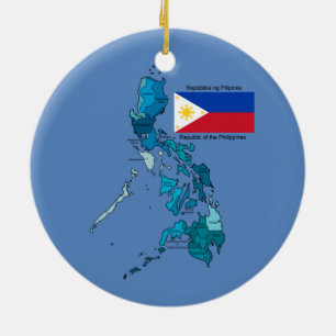 Flag and Map of the Philippines Ceramic Ornament